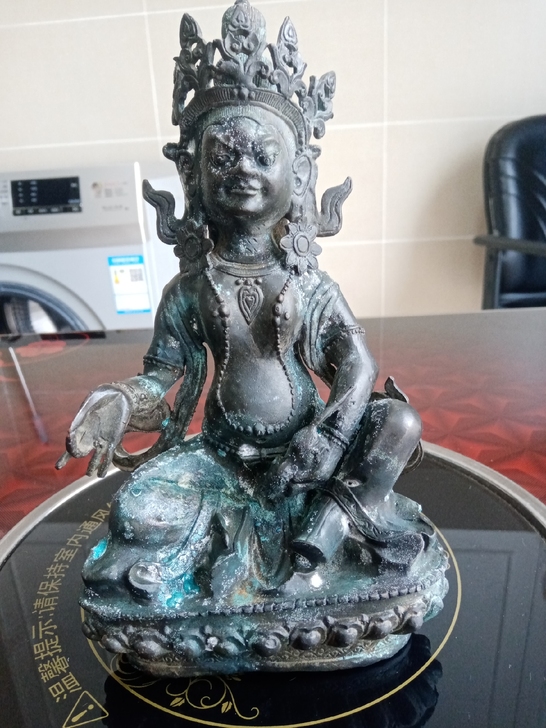 乡下收来的黄财神铜佛像，高23厘米，无破损...