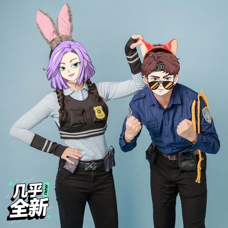 疯狂动物城朱迪cos全家福