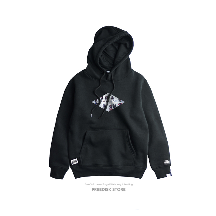 FDSK菱形拼贴狗印花FDSK潮流情侣死飞...