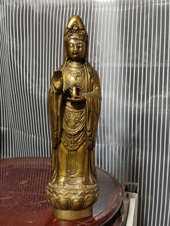 老铜佛像，高25.5厘米，重1.3斤，开脸...