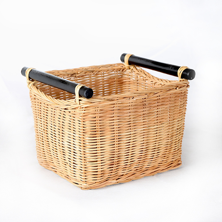 进口藤编木把手美式收纳篮 桌面杂物遥控器收...