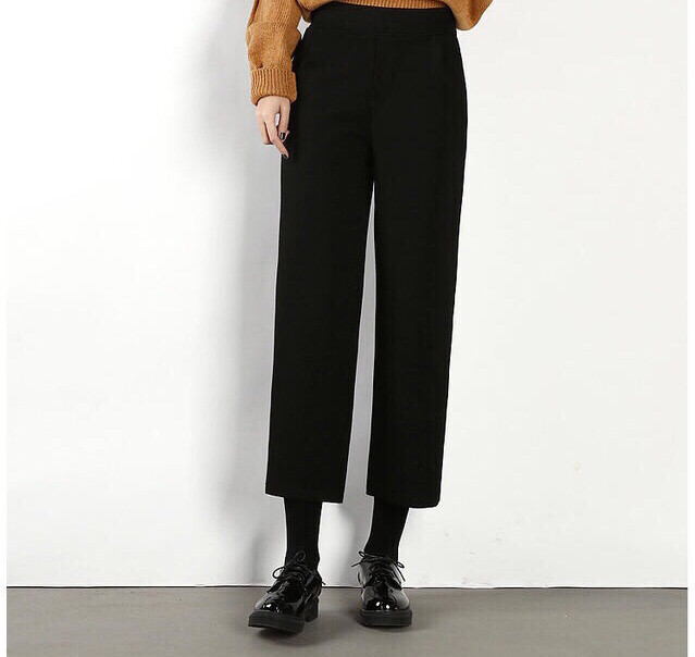 全新英伦风加绒阔腿裤冬季松紧九分裤