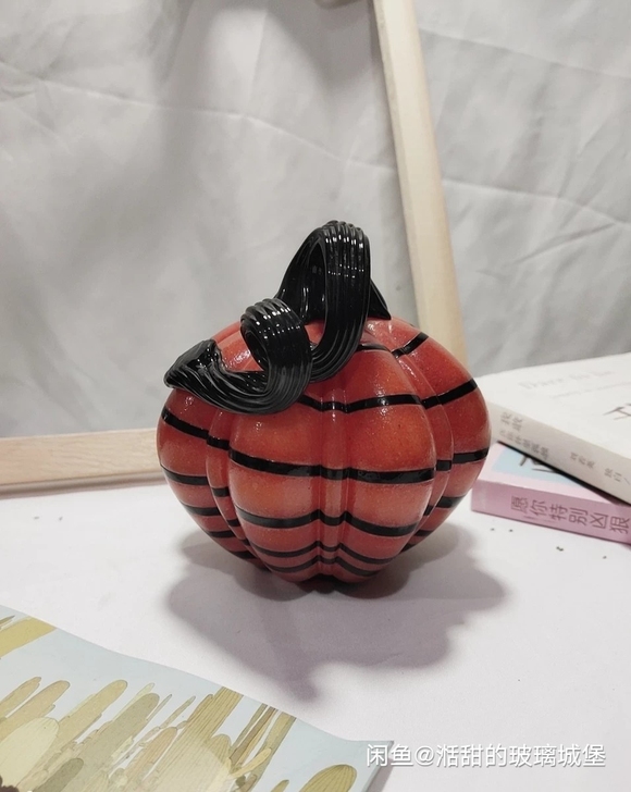 全新人工吹制纯手工橘色系绕黑色丝效果南瓜福...