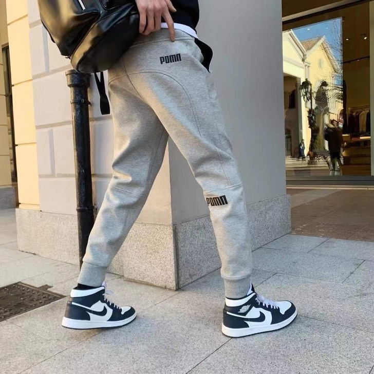 裤子男休闲裤网红精神小伙小脚裤修身纯棉百搭...