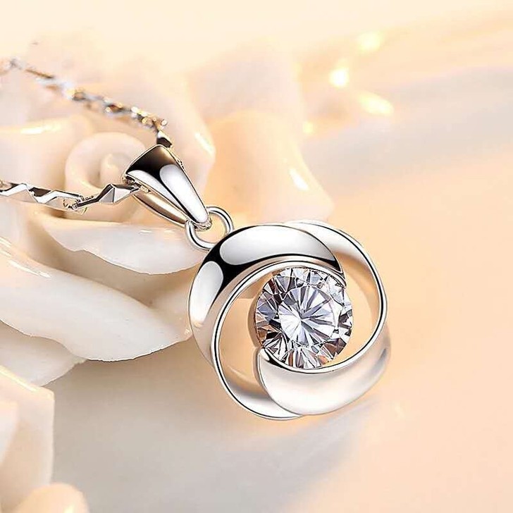 玫瑰项链女士款学生韩版时尚简约气质清纯银色...