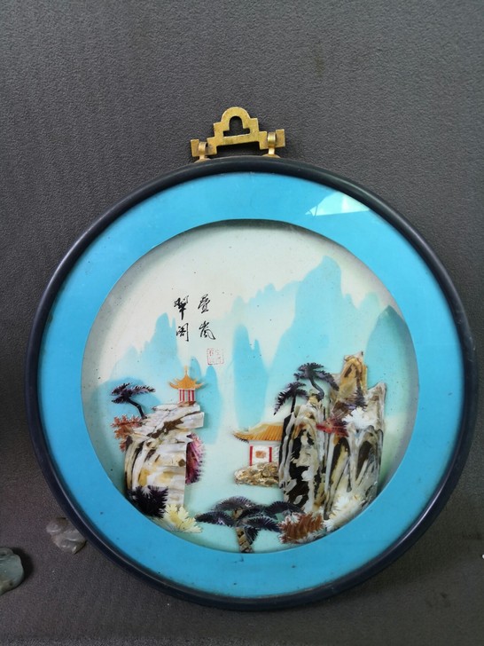 几十年的贝壳画 很漂亮 直径:30cm