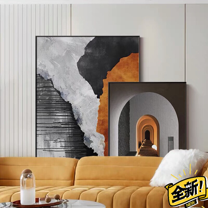 现代抽象玄关装饰画建筑走廊过道简约挂画北欧...