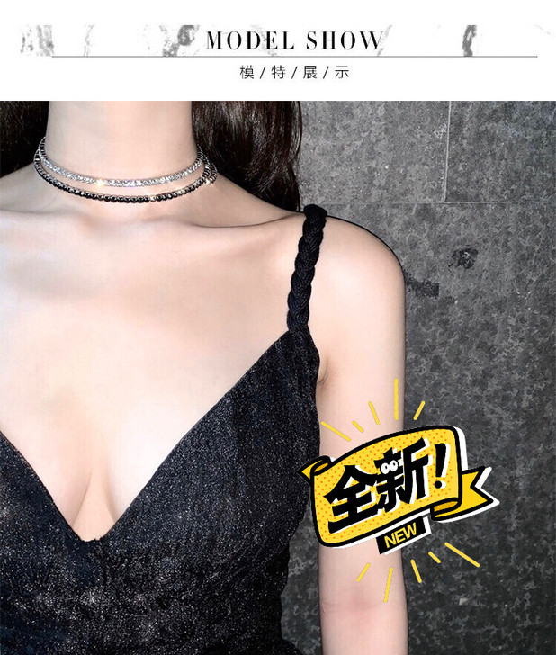 CHICYOU 银色钻石圆环项链