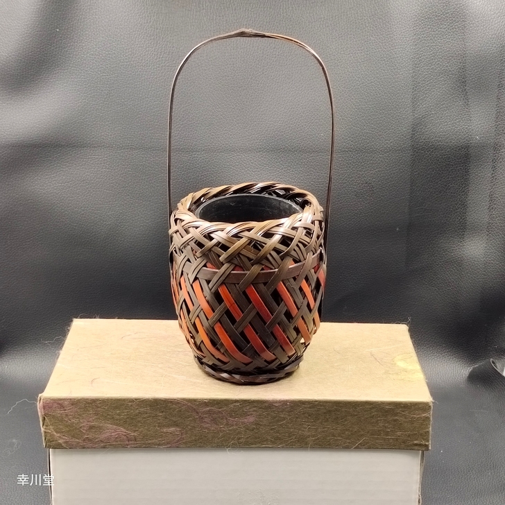 海外日本回流 日本竹编大漆花器 日本古董,...