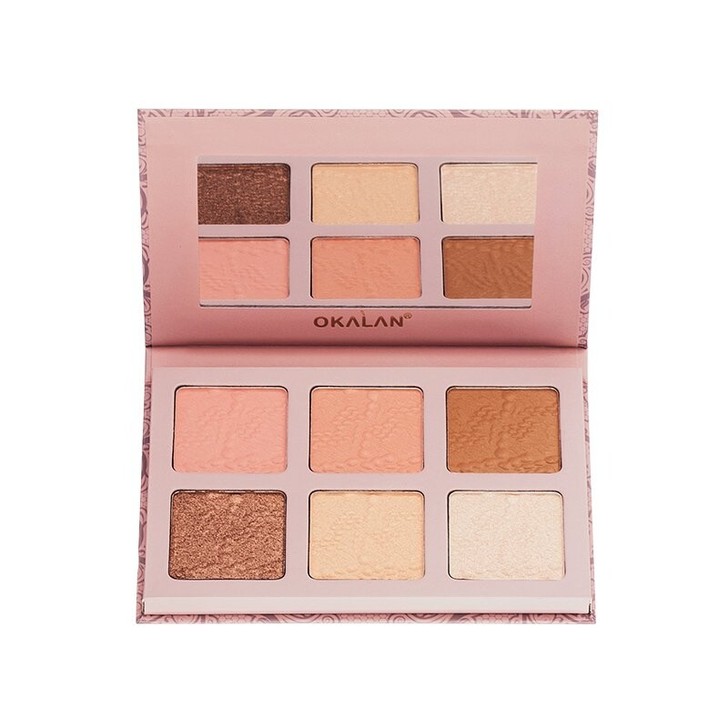 OKALAN 6色秘境面纱修颜腮红高光盘,...