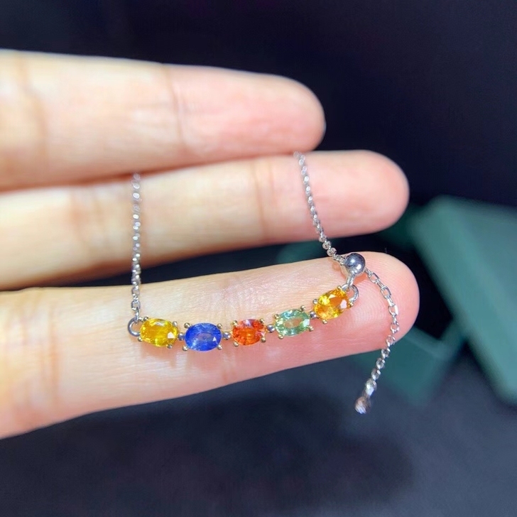 天然斯里兰卡无烧彩色蓝宝石吊坠，豪华款，高...