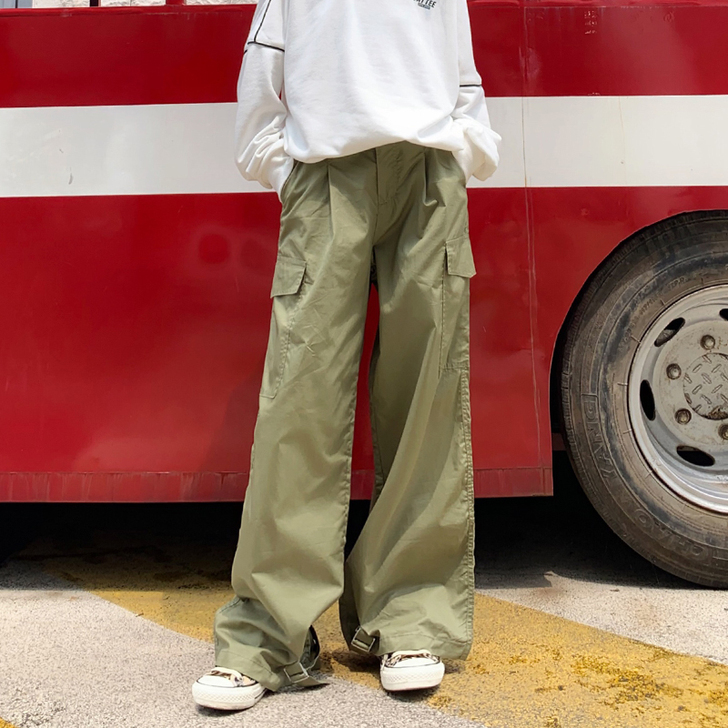 阔腿裤女高腰垂感宽松直筒学生百搭束脚灯笼喇...