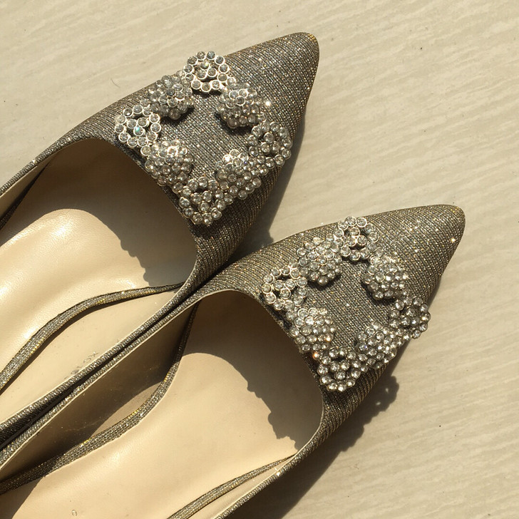 水晶鞋钻石高跟鞋中跟鞋婚鞋宴会鞋银色水
