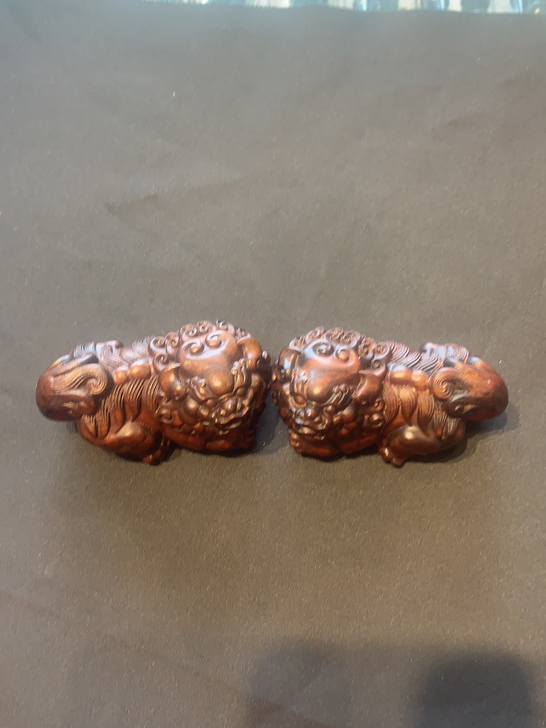 印尼紫檀狮子手把件1对尺寸80##amp；...
