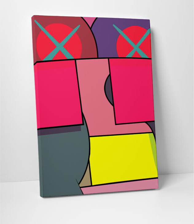 KAWS油画框崩布装饰工艺画客厅沙发背景挂...