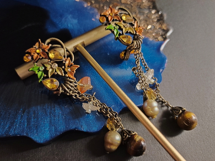 旧物 | 天然石珍珠装饰吊坠耳钉