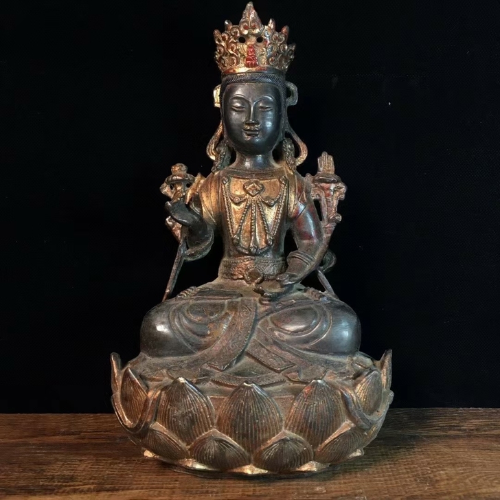 旧藏纯铜鎏金菩萨坐像