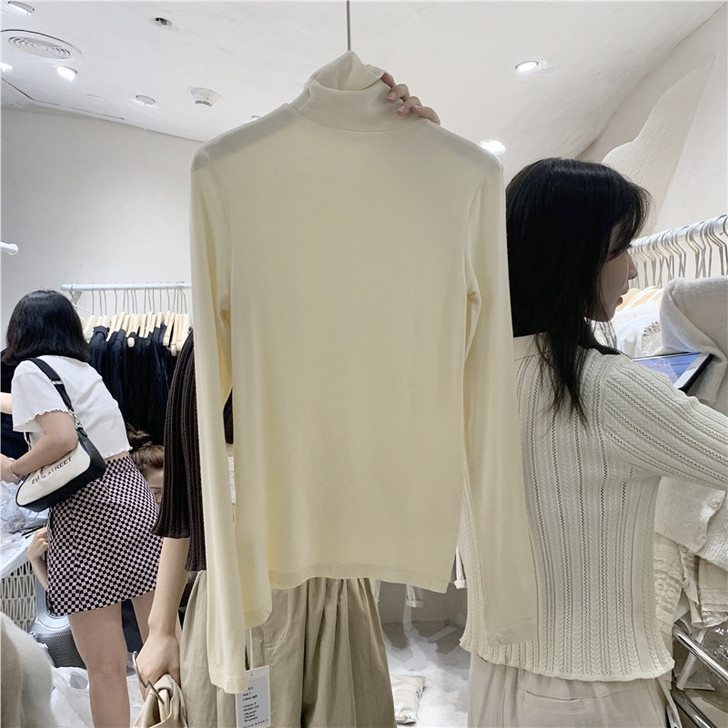 十三行FN爆款多色小高领纯色长袖羊毛针织衫...