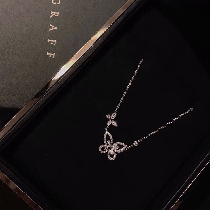 蝴蝶幻影钻石项链女ins学生韩版轻奢小众2...