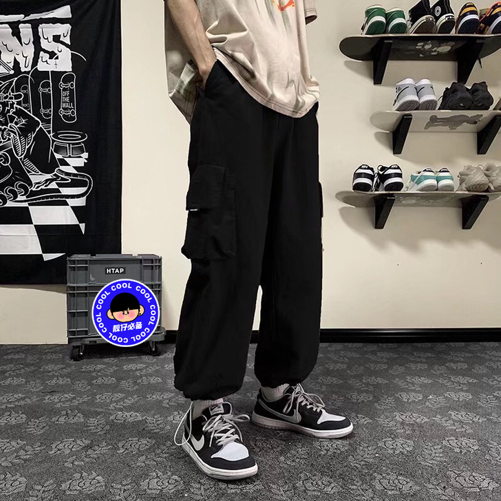 工装裤子男夏季薄款宽松阔腿裤韩版潮流束腿裤...