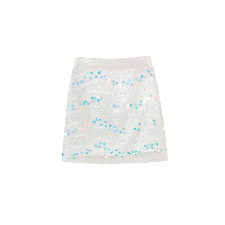 Byyou    夏季气质高腰白色半身裙女...