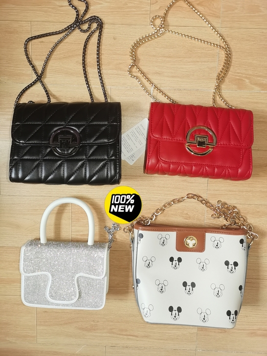 新款水桶包菱格单肩包闪钻手提包斜挎包女包菱...