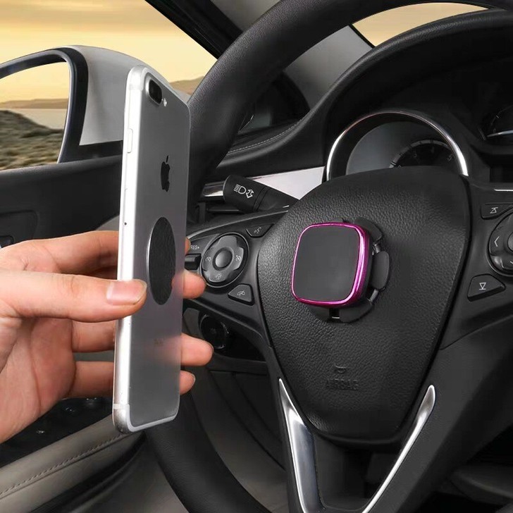 车载方向盘手机支架车用磁吸铁手机架多功能导...