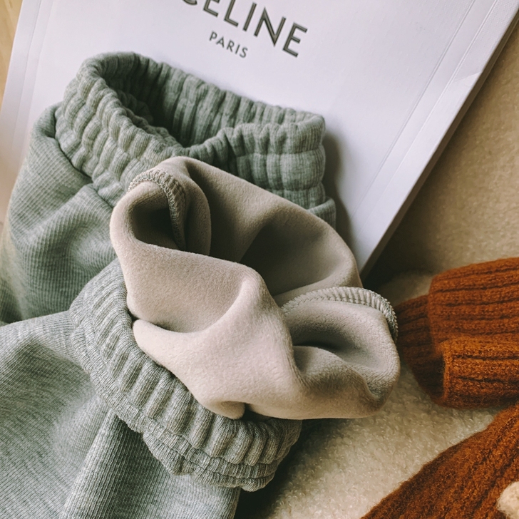 【特种加绒加厚海狸绒】黑灰基本款收脚口休闲...