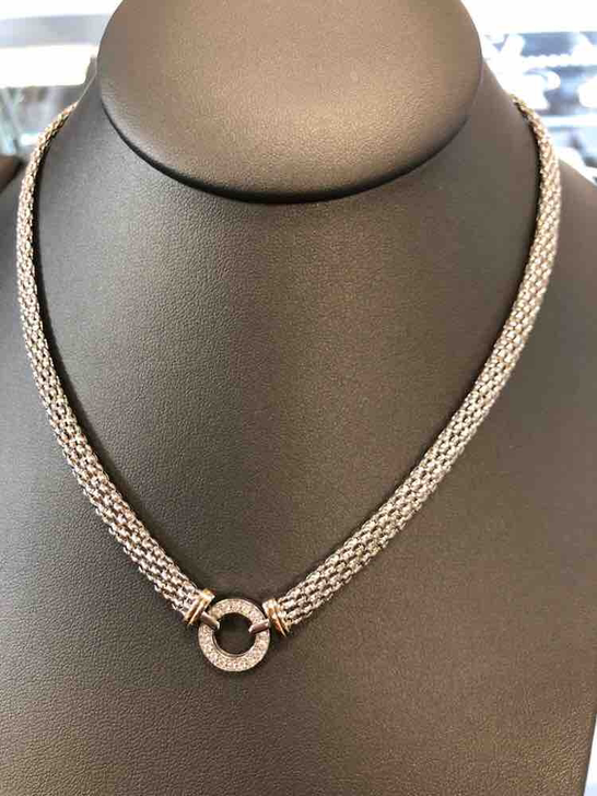 14k圆环钻石 银色项链【不退不换】+26...