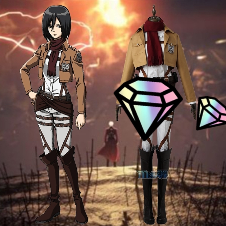 巨人三笠cos服，无鞋 有假发两顶衣服全套...