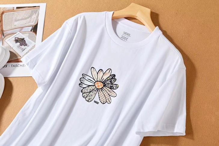 Vans白色小雏菊  腰果花拼贴印花