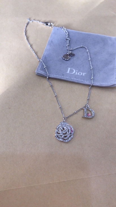 Dior 迪奥银色玫瑰花项链锁骨链 尾部l...