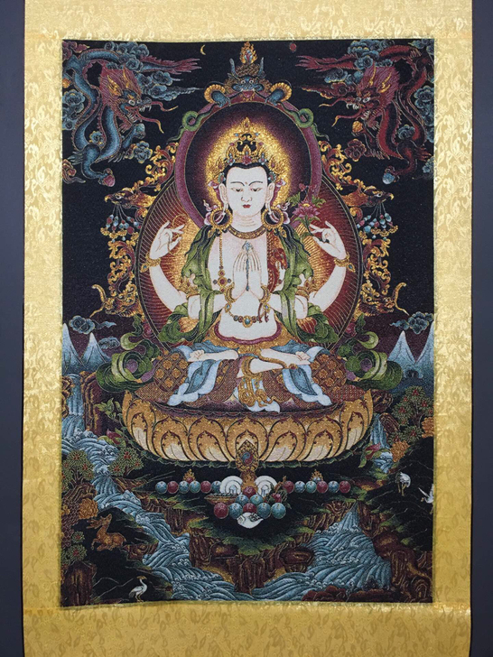 编号：唐卡271  中堂唐卡刺绣画 织锦绣...