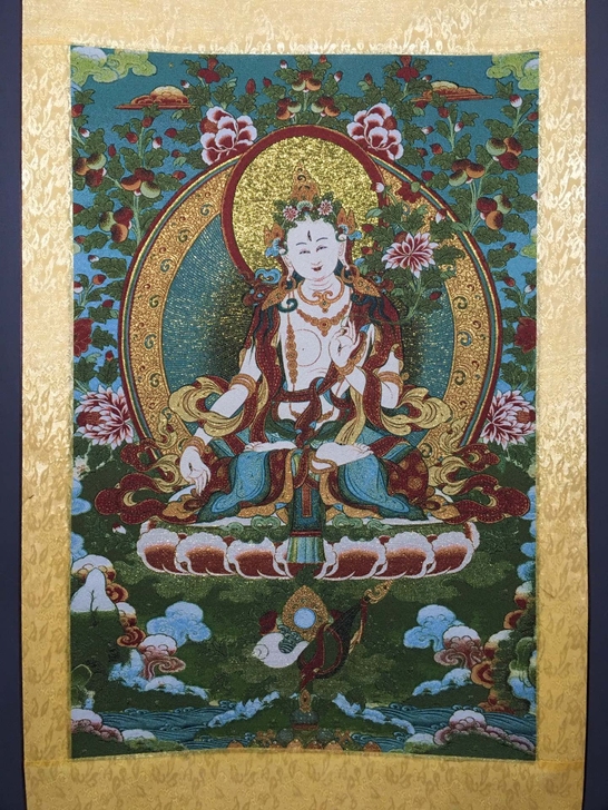 编号：唐卡066。批发中堂唐卡刺绣画 织锦...