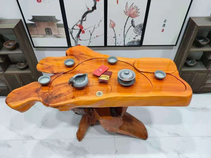 公司闲置一个根雕茶台树根茶桌整体原木茶海树...