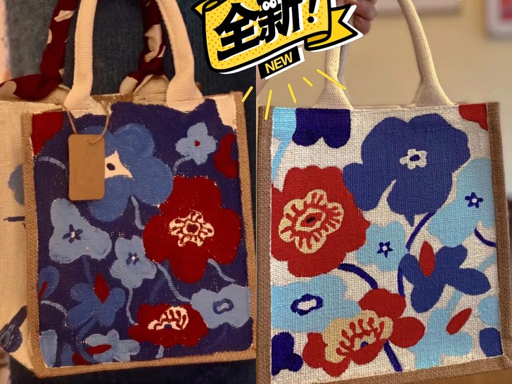 MUJI 亚麻购物袋手绘