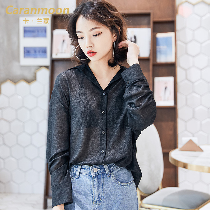 卡兰蒙2020春装新款女装港风复古宽松长袖...