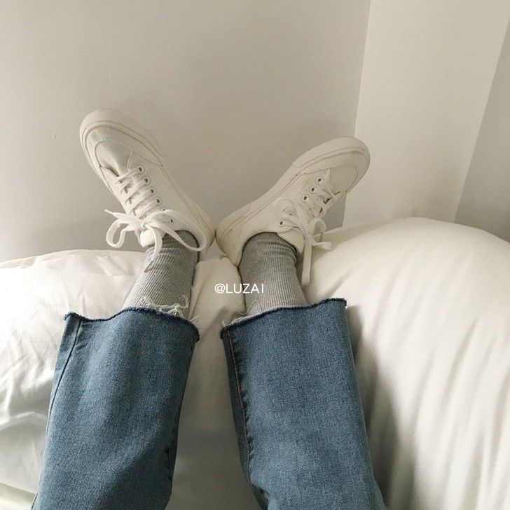 露脚裸/港味复古蓝做旧风高腰直筒裤牛仔裤八...