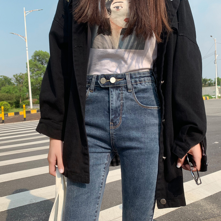 全新未穿过，牛仔裤女2021春款新款高腰修...