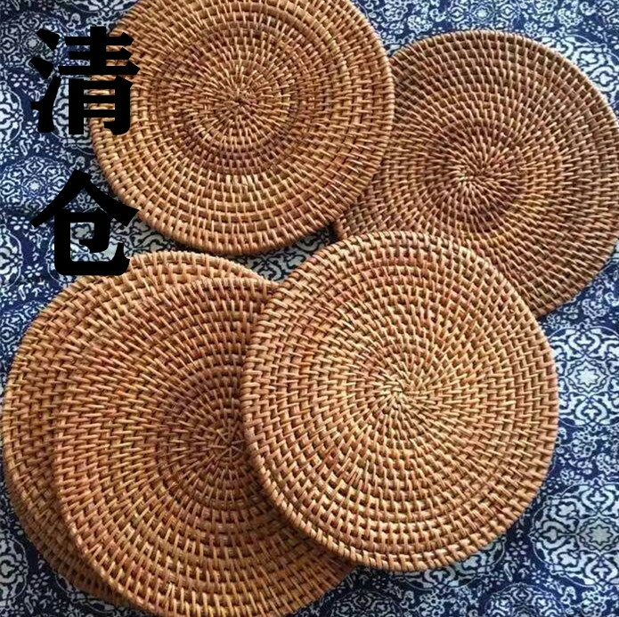 进口手工壶垫编织藤编水杯垫防滑餐垫餐桌垫隔...