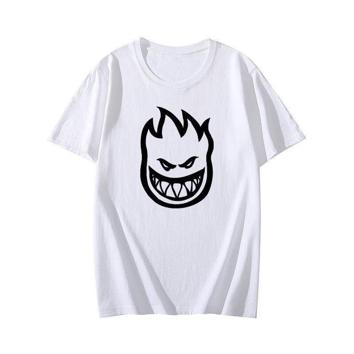 欧美街头夏季滑板运动板仔小火人t恤短袖死飞...