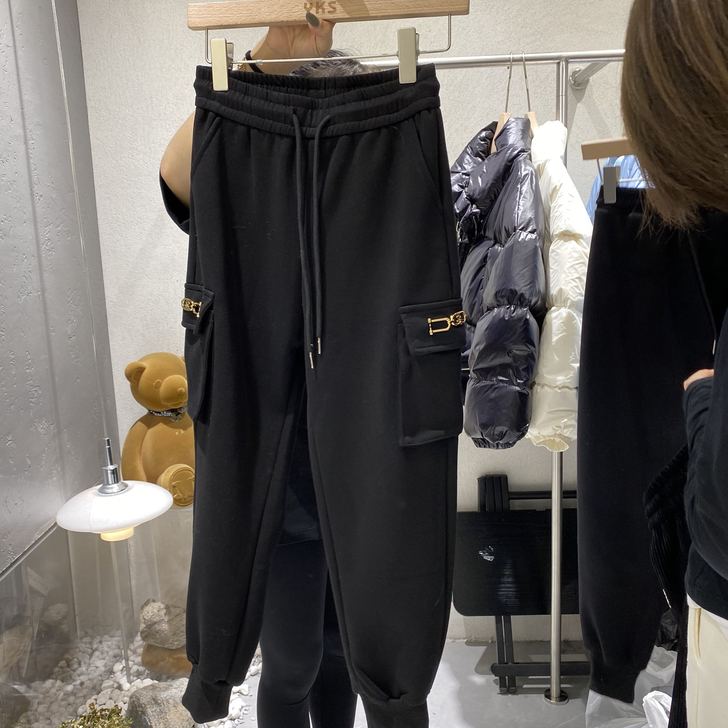 加绒加厚运动裤女2020冬季新款韩版宽松束...