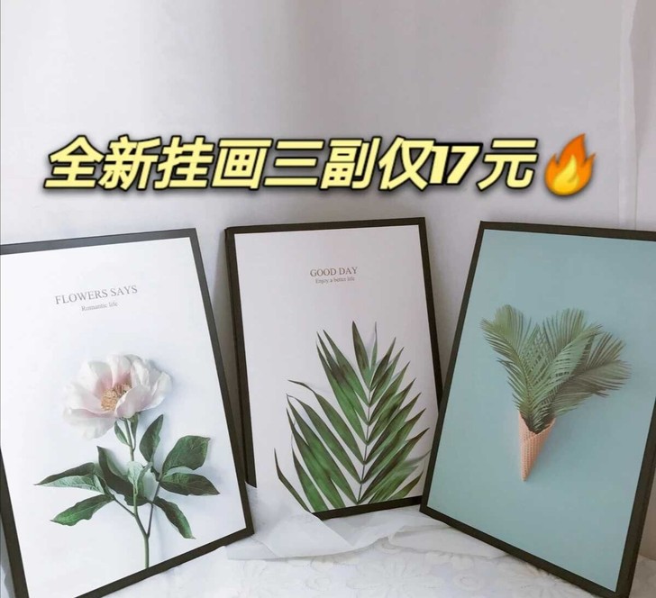 【三副仅17元】北欧风装饰画沙发背景墙挂画...