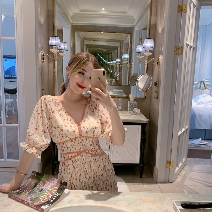 ByYou    新款小清新碎花连衣裙女2...