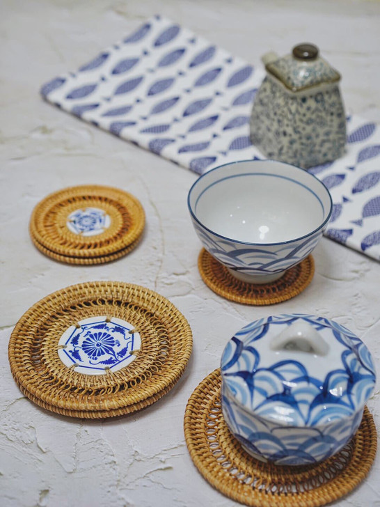 越南编织秋藤编杯垫茶垫托茶道茶壶托茶托隔热...