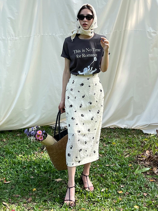 KOKIA 浪漫奶油玫瑰长裙子女夏季花苞长...