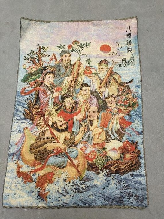 #古风杂项八仙过海刺绣图一副 苏州刺绣画，...