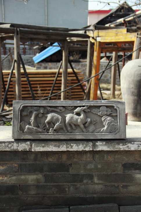 《老砖雕刻画##amp；ldquo；鹿衔灵...