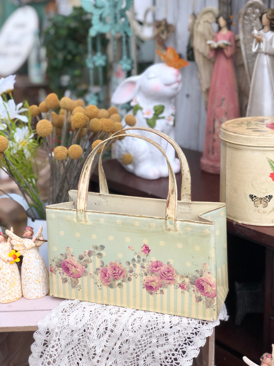 美式乡村复古做旧花篮提篮干花桶