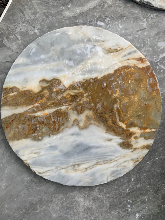 天然大理石画、圆 直径30cm